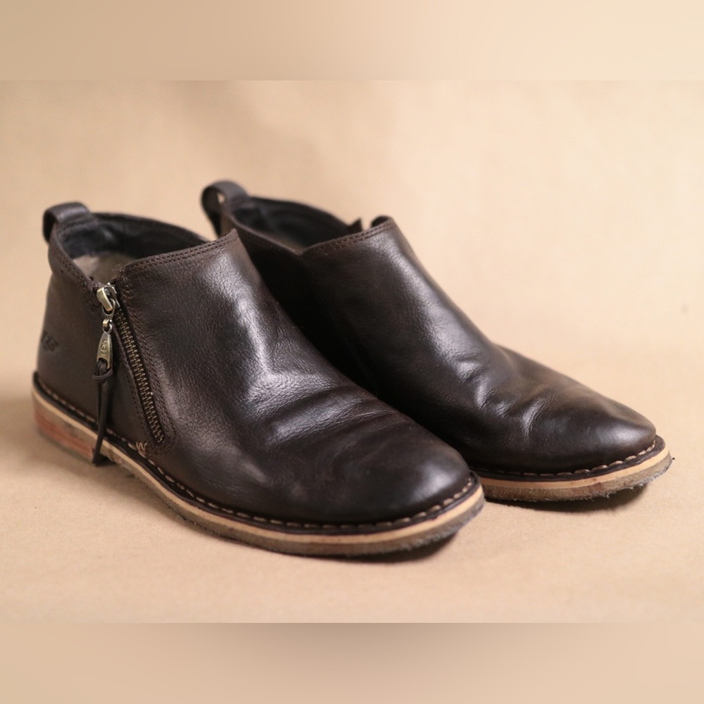UGG Ankle Booties- Sherpa Lined- Leather